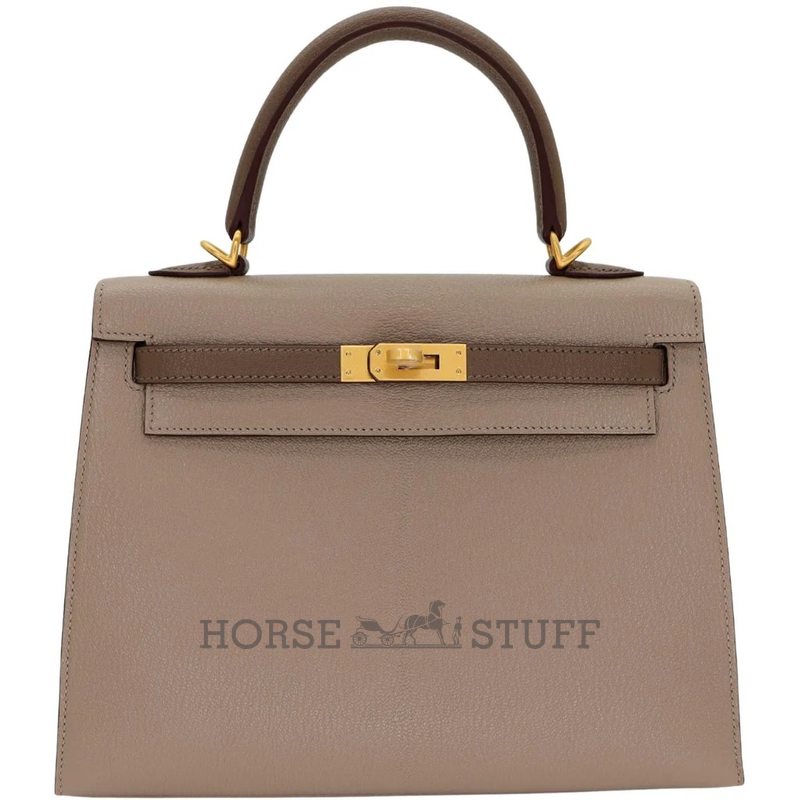 Hermès Kelly Sellier 25 Special Order HSS Etoupe / Gris Tourterelle Chevre BGHW