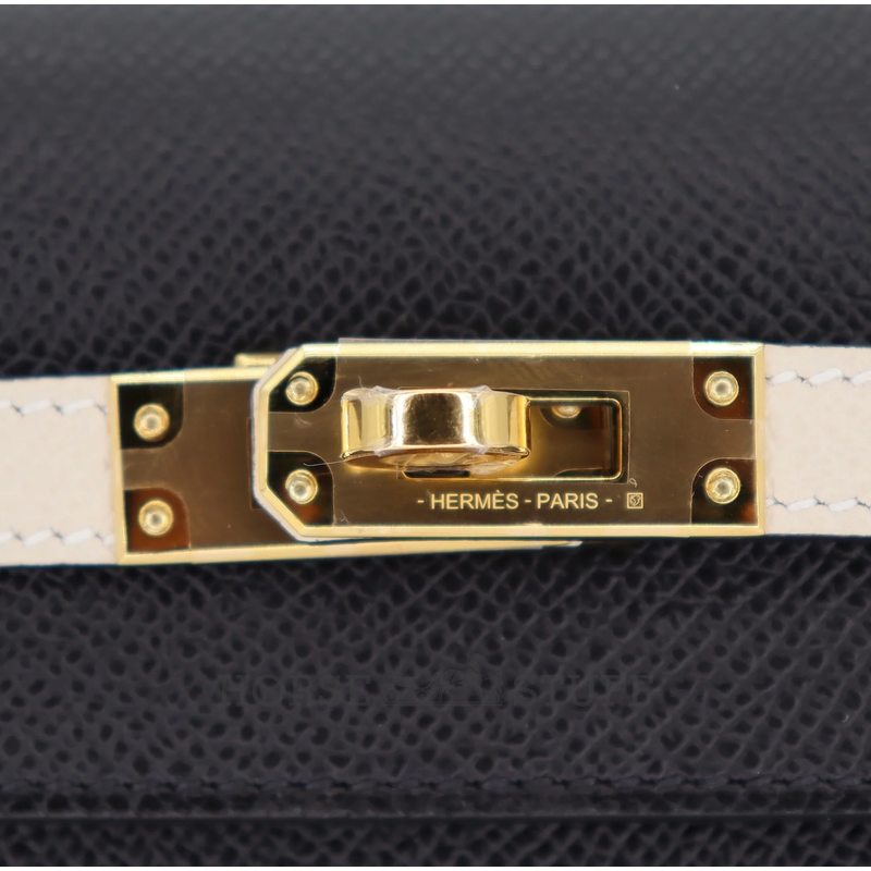 Hermès Kelly Sellier 25 Special Order HSS Black / Craie Epsom GHW