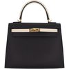 Hermès Kelly Sellier 25 Special Order HSS Black / Craie Epsom GHW