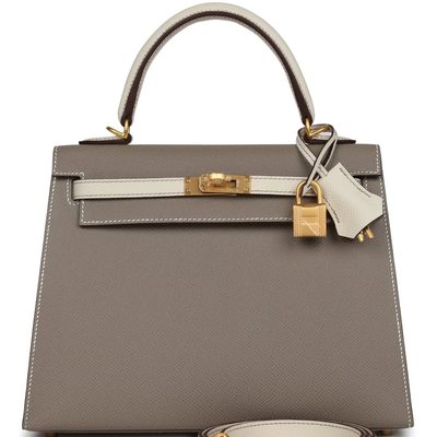 Hermès Kelly Sellier 25 Special Order HSS Etoupe / Craie Epsom BGHW
