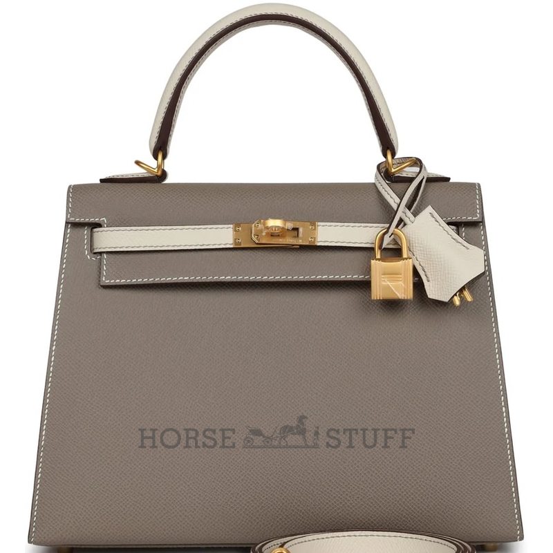 Hermès Kelly Sellier 25 Special Order HSS Etoupe / Craie Epsom BGHW