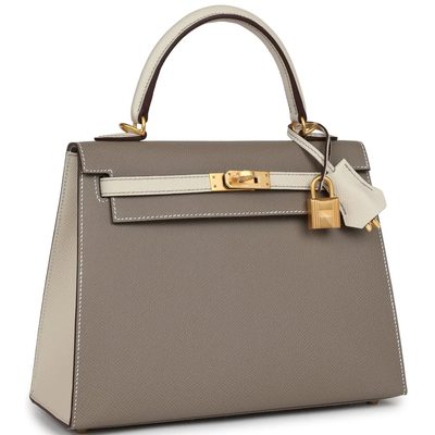 Hermès Kelly Sellier 25 Special Order HSS Etoupe / Craie Epsom BGHW