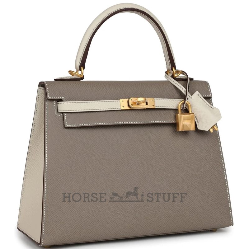 Hermès Kelly Sellier 25 Special Order HSS Etoupe / Craie Epsom BGHW