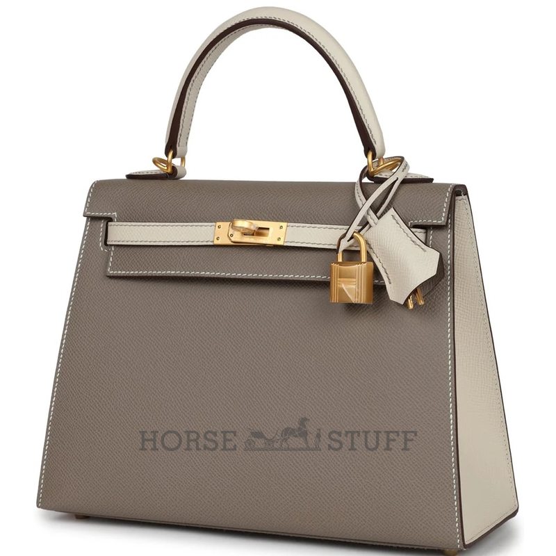 Hermès Kelly Sellier 25 Special Order HSS Etoupe / Craie Epsom BGHW