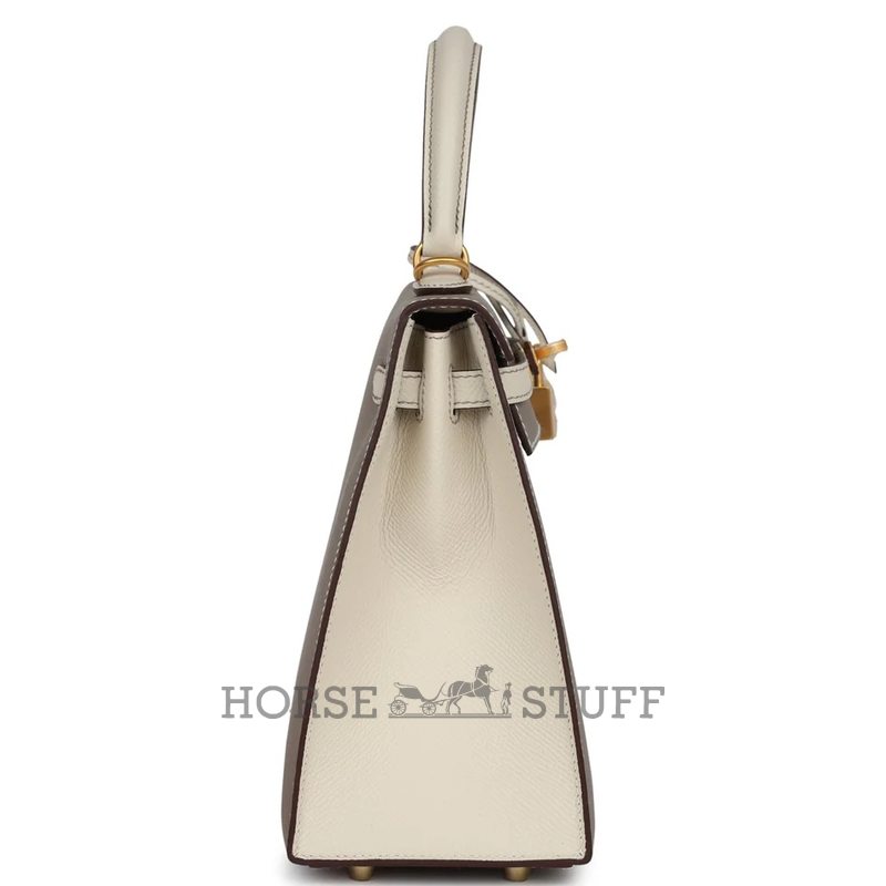 Hermès Kelly Sellier 25 Special Order HSS Etoupe / Craie Epsom BGHW