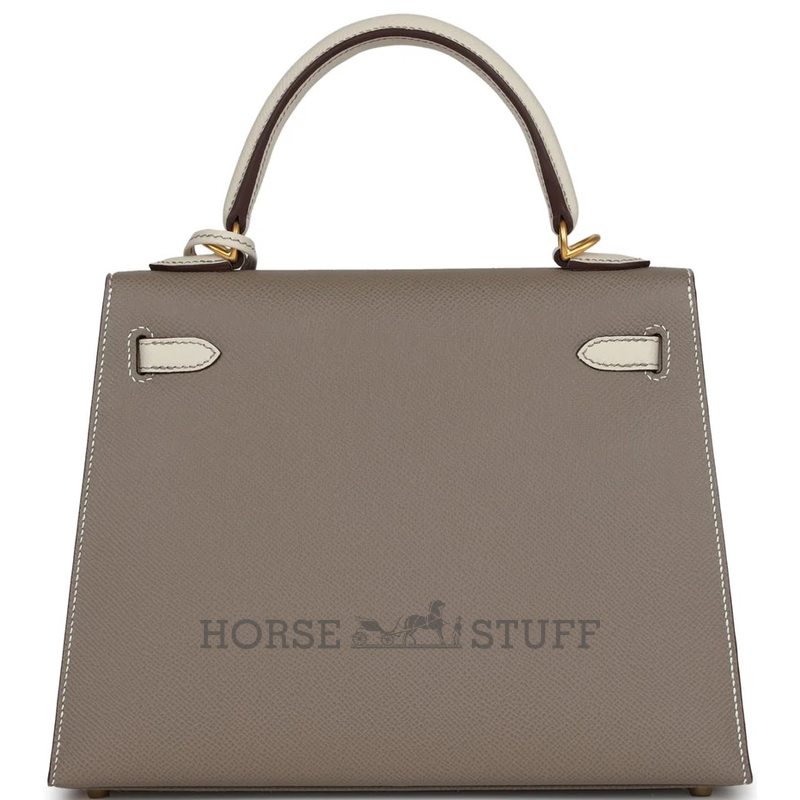Hermès Kelly Sellier 25 Special Order HSS Etoupe / Craie Epsom BGHW