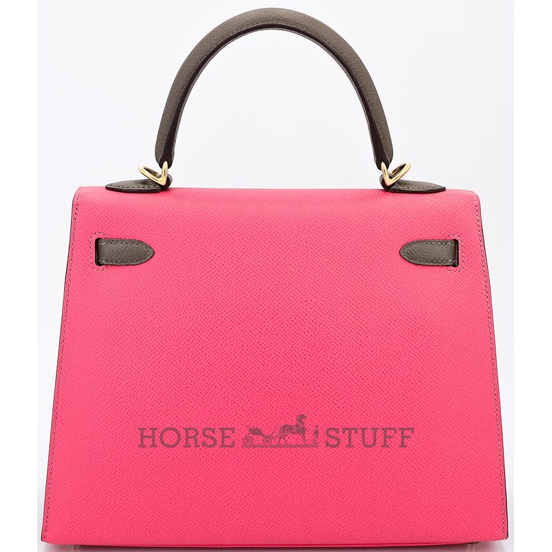 Hermès Kelly Sellier 25 Special Order HSS Rose Azalee / Etoupe Epsom BGHW