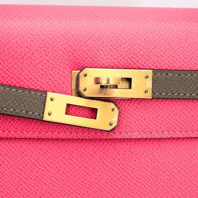 Hermès Kelly Sellier 25 Special Order HSS Rose Azalee / Etoupe Epsom BGHW