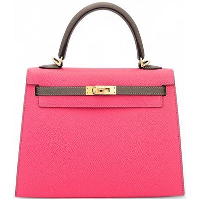 Hermès Kelly Sellier 25 Special Order HSS Rose Azalee / Etoupe Epsom BGHW
