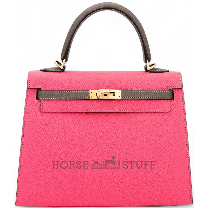 Hermès Kelly Sellier 25 Special Order HSS Rose Azalee / Etoupe Epsom BGHW
