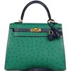 Hermès Kelly Sellier 25 Special Order HSS Vert Vertigo / Blue Iris Ostrich BGHW