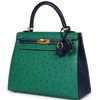 Hermès Kelly Sellier 25 Special Order HSS Vert Vertigo / Blue Iris Ostrich BGHW
