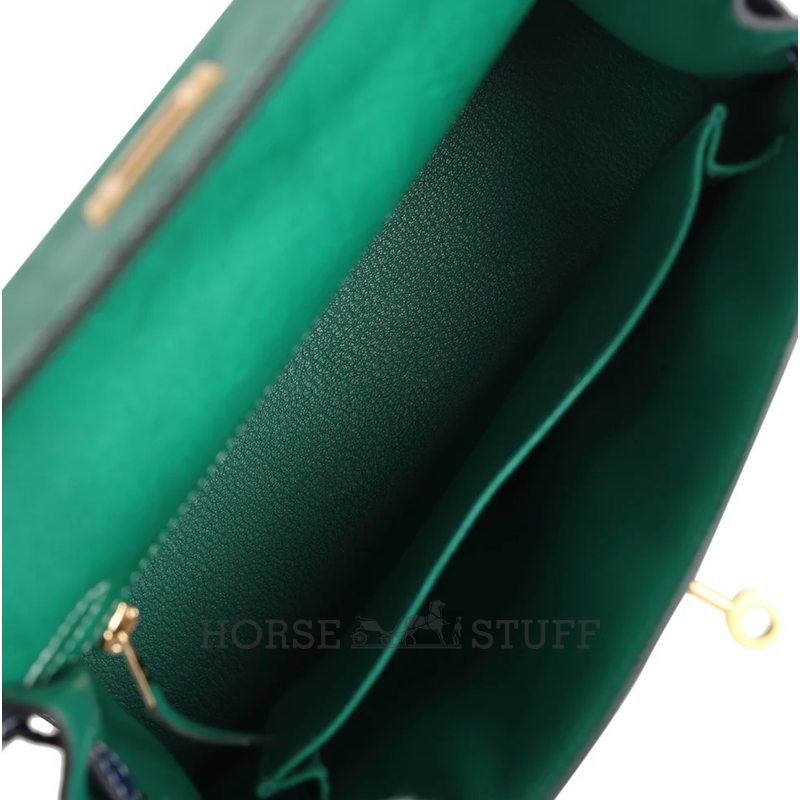 Hermès Kelly Sellier 25 Special Order HSS Vert Vertigo / Blue Iris Ostrich BGHW