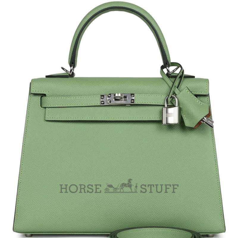 Hermès Kelly Sellier 25 Special Order HSS Verso Vert Criquet / Gold Epsom PHW