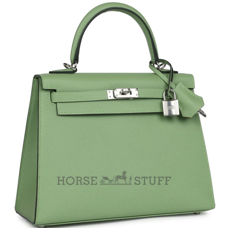 Hermès Kelly Sellier 25 Special Order HSS Verso Vert Criquet / Gold Epsom PHW