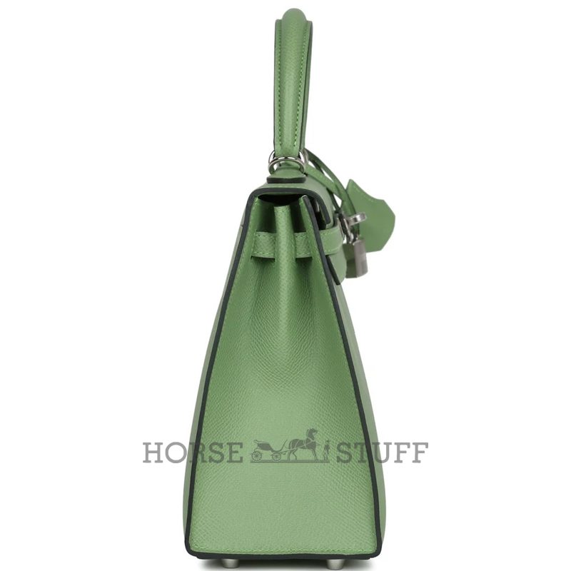Hermès Kelly Sellier 25 Special Order HSS Verso Vert Criquet / Gold Epsom PHW