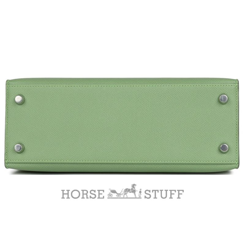 Hermès Kelly Sellier 25 Special Order HSS Verso Vert Criquet / Gold Epsom PHW