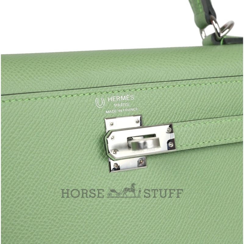 Hermès Kelly Sellier 25 Special Order HSS Verso Vert Criquet / Gold Epsom PHW