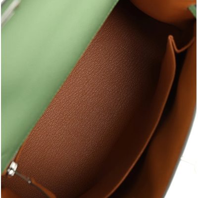 Hermès Kelly Sellier 25 Special Order HSS Verso Vert Criquet / Gold Epsom PHW 