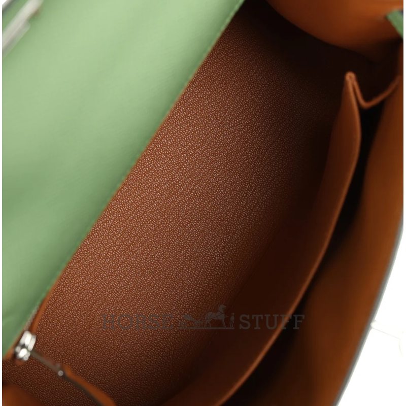 Hermès Kelly Sellier 25 Special Order HSS Verso Vert Criquet / Gold Epsom PHW