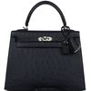 Hermès Kelly Sellier 25 Special Order HSS Verso Blue Indigo / Gris Perle Ostrich PHW