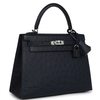 Hermès Kelly Sellier 25 Special Order HSS Verso Blue Indigo / Gris Perle Ostrich PHW