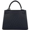 Hermès Kelly Sellier 25 Special Order HSS Verso Blue Indigo / Gris Perle Ostrich PHW