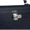 Hermès Kelly Sellier 25 Special Order HSS Verso Blue Indigo / Gris Perle Ostrich PHW
