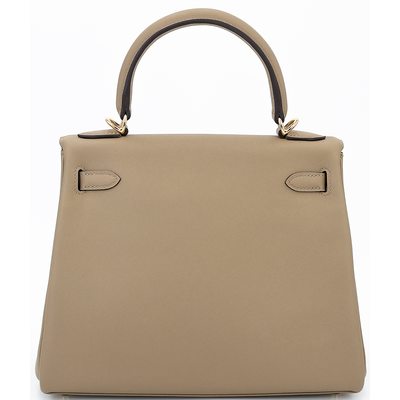 Hermès Kelly Retourne 25 Beige Marfa Swift GHW