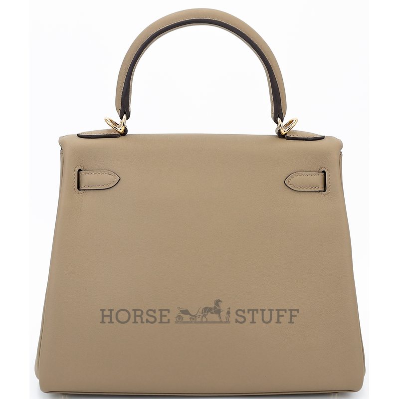 Hermès Kelly Retourne 25 Beige Marfa Swift GHW