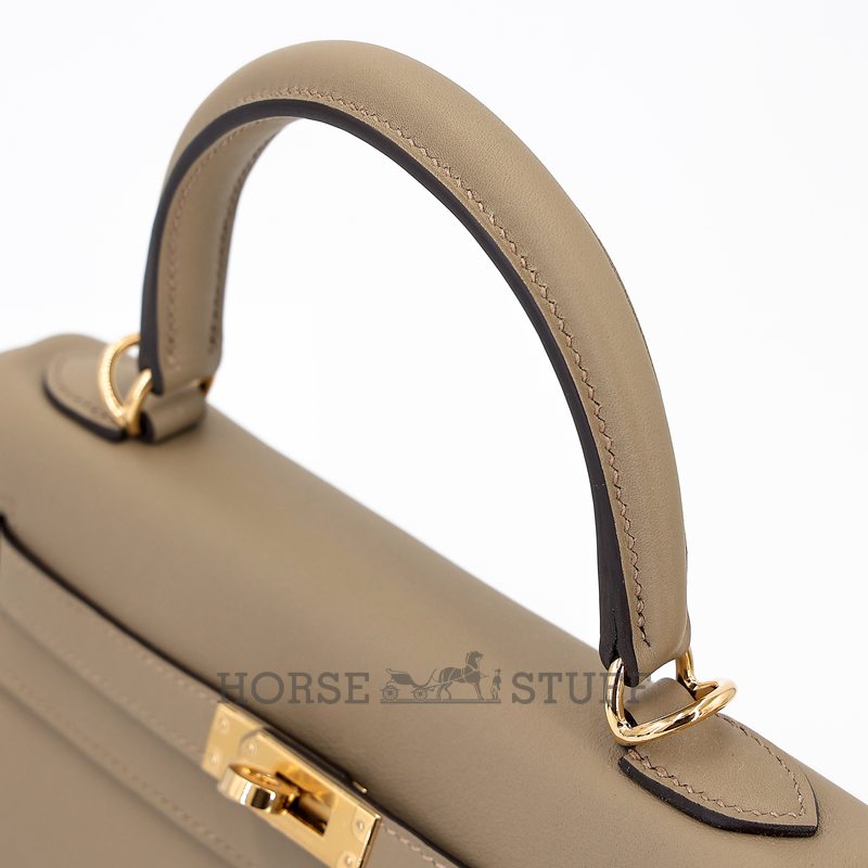 Hermès Kelly Retourne 25 Beige Marfa Swift GHW