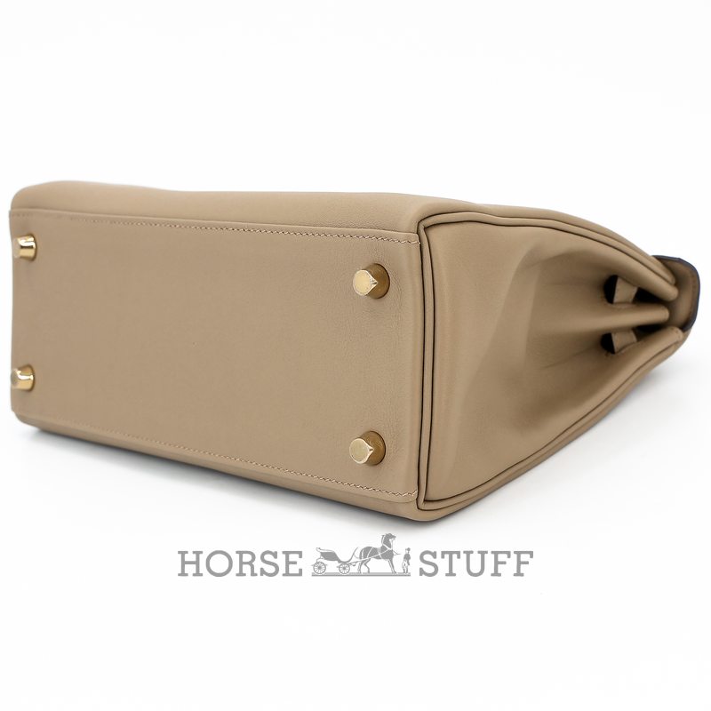 Hermès Kelly Retourne 25 Beige Marfa Swift GHW