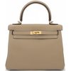 Hermès Kelly Retourne 25 Beige Marfa Swift GHW