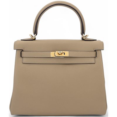 Hermès Kelly Retourne 25 Beige Marfa Swift GHW
