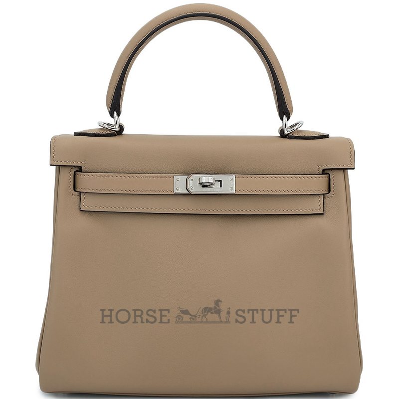 Hermès Kelly Retourne 25 Beige Marfa Swift PHW
