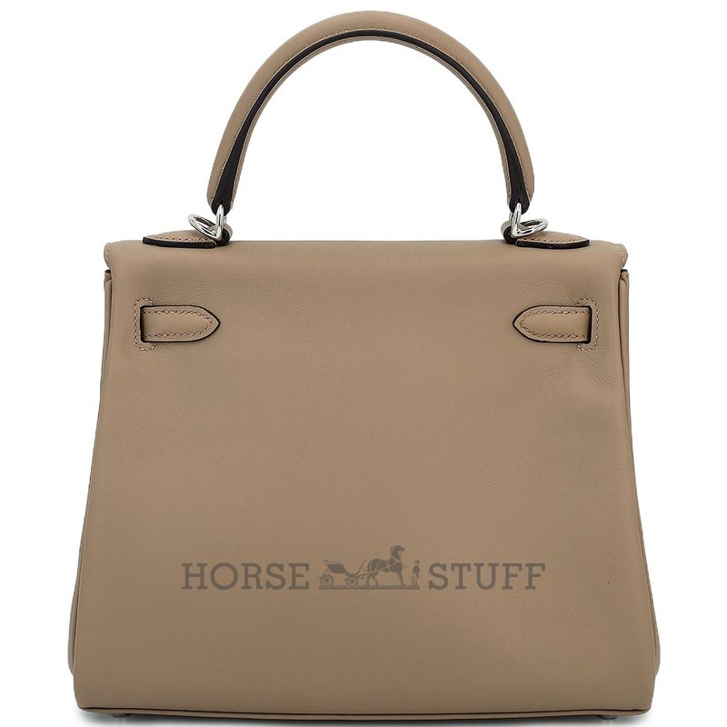 Hermès Kelly Retourne 25 Beige Marfa Swift PHW