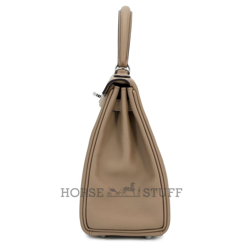 Hermès Kelly Retourne 25 Beige Marfa Swift PHW