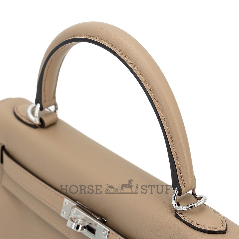 Hermès Kelly Retourne 25 Beige Marfa Swift PHW