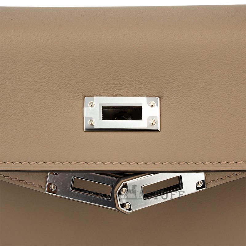 Hermès Kelly Retourne 25 Beige Marfa Swift PHW