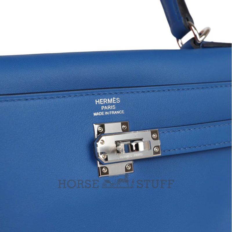 Hermès Kelly Retourne 25 Blue France Swift PHW