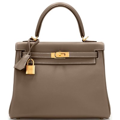 Hermès Kelly Retourne 25 Etoupe Swift GHW