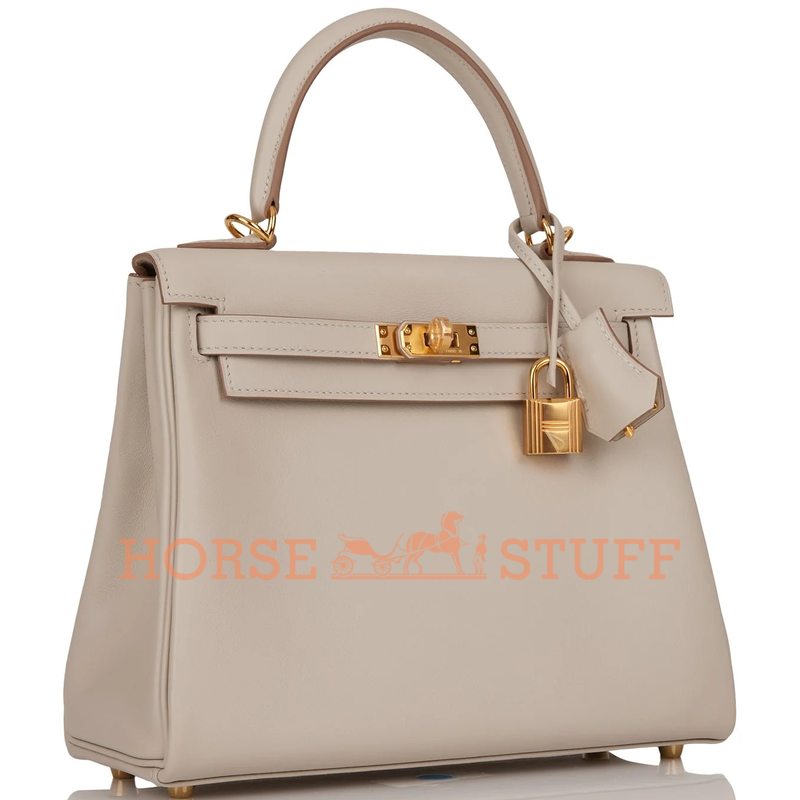 Hermès Kelly Retourne 25 Gris Perle Swift GHW