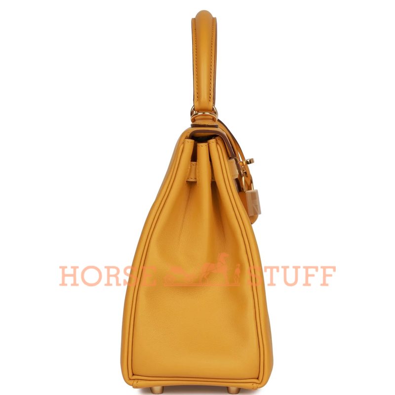 Hermès Kelly Retourne 25 Jaune Ambre Swift GHW