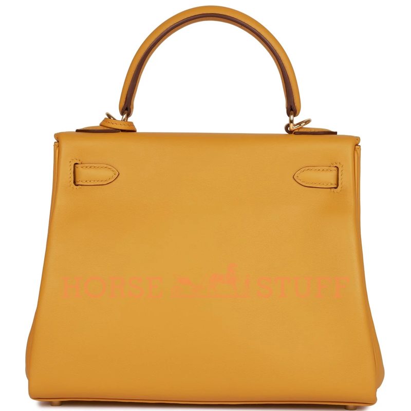 Hermès Kelly Retourne 25 Jaune Ambre Swift GHW