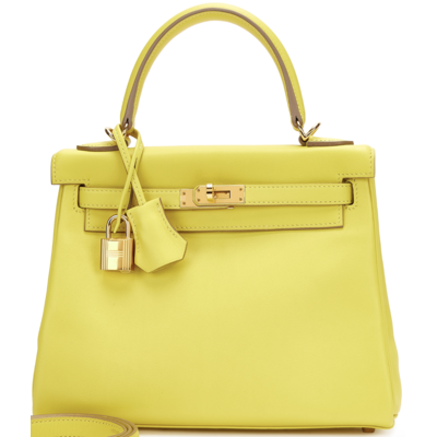 Hermès Kelly Retourne 25 Lime Swift GHW