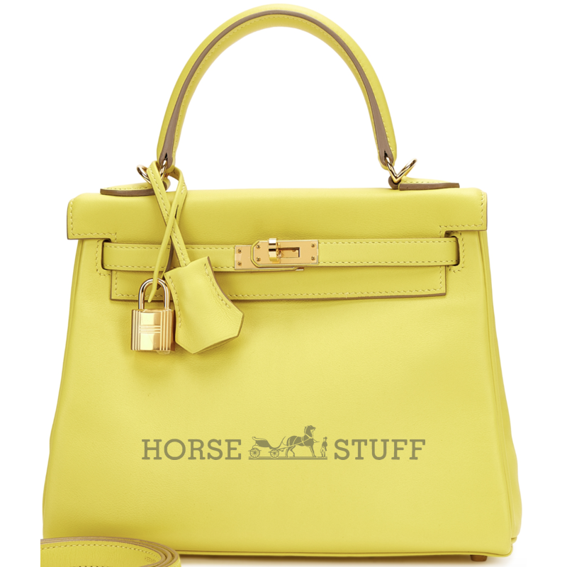 Hermès Kelly Retourne 25 Lime Swift GHW