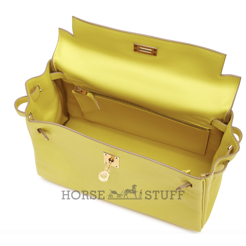 Hermès Kelly Retourne 25 Lime Swift GHW