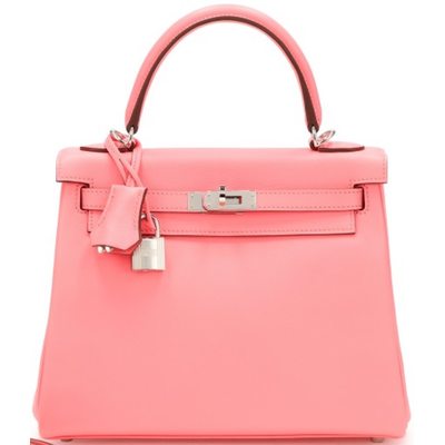 Hermès Kelly Retourne 25 Rose D'Ete Swift PHW