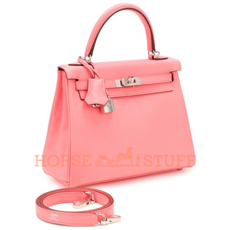 Hermès Kelly Retourne 25 Rose D'Ete Swift PHW