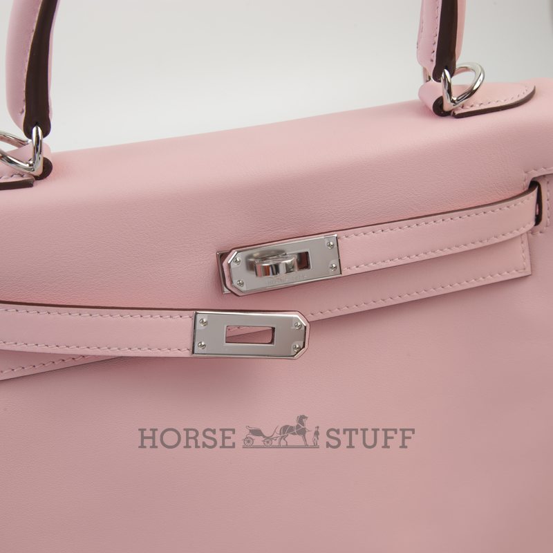 Hermès Kelly Retourne 25 Rose Sakura Swift PHW